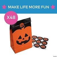 Bulk  48 Pc. Jack-O'-Lantern Treat Bags with Stickers