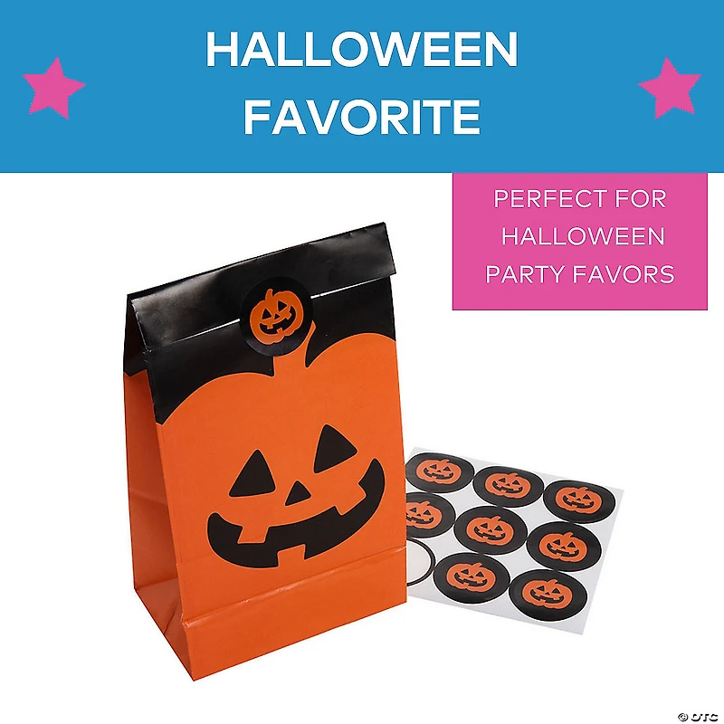 Bulk  48 Pc. Jack-O'-Lantern Treat Bags with Stickers