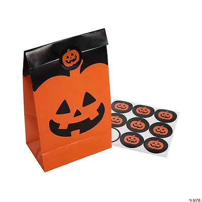 Bulk  48 Pc. Jack-O'-Lantern Treat Bags with Stickers