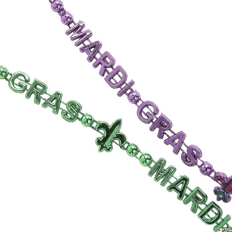 Bulk 48 Pc. Lettered Mardi Gras Bead Necklaces