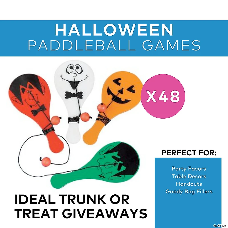 Bulk 48 Pc. Mini Halloween Paddleball Games