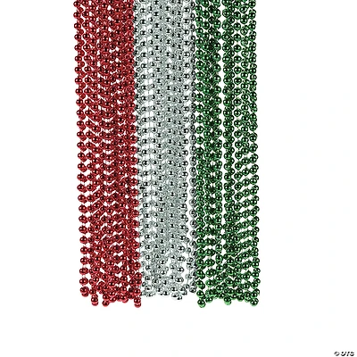 Bulk 48 Pc. Red, Green & Silver Bead Necklaces