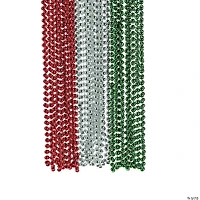 Bulk 48 Pc. Red, Green & Silver Bead Necklaces
