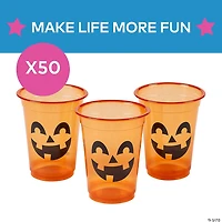 Bulk 50 Ct. Jack-O’-Lantern Disposable Plastic Cups - 16 oz.
