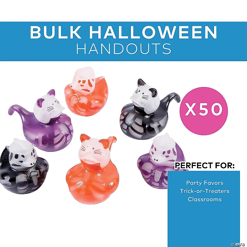 Bulk 50 Pc. Glow-in-the-Dark Halloween Skeleton Rubber Duck Assortment