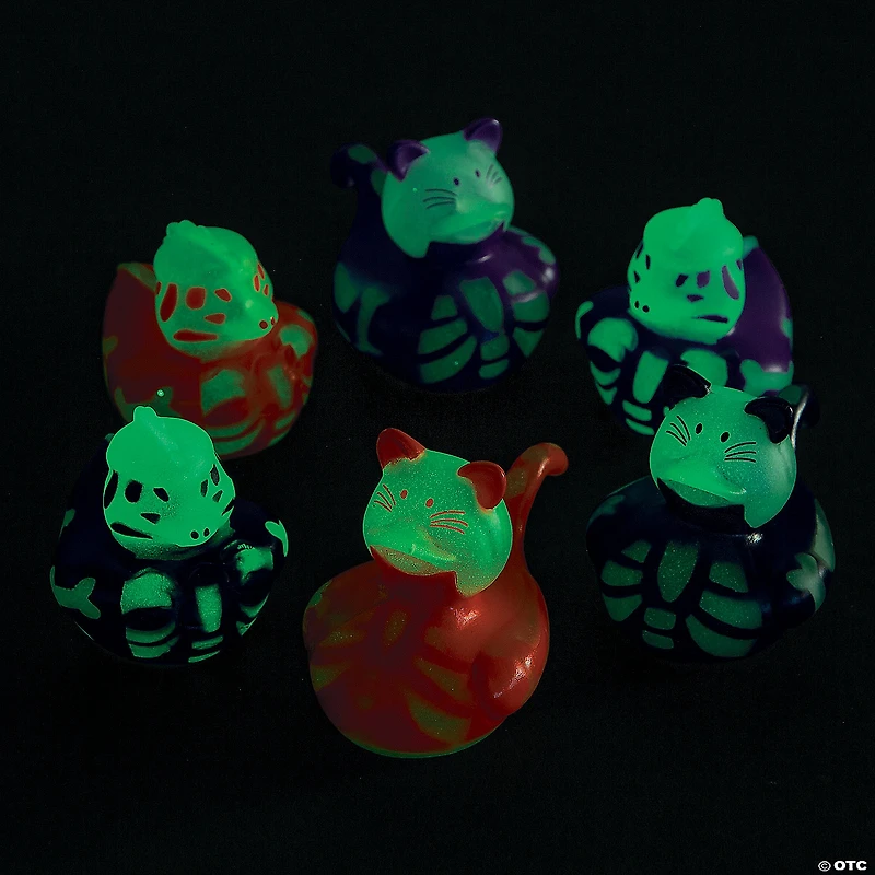 Bulk 50 Pc. Glow-in-the-Dark Halloween Skeleton Rubber Duck Assortment