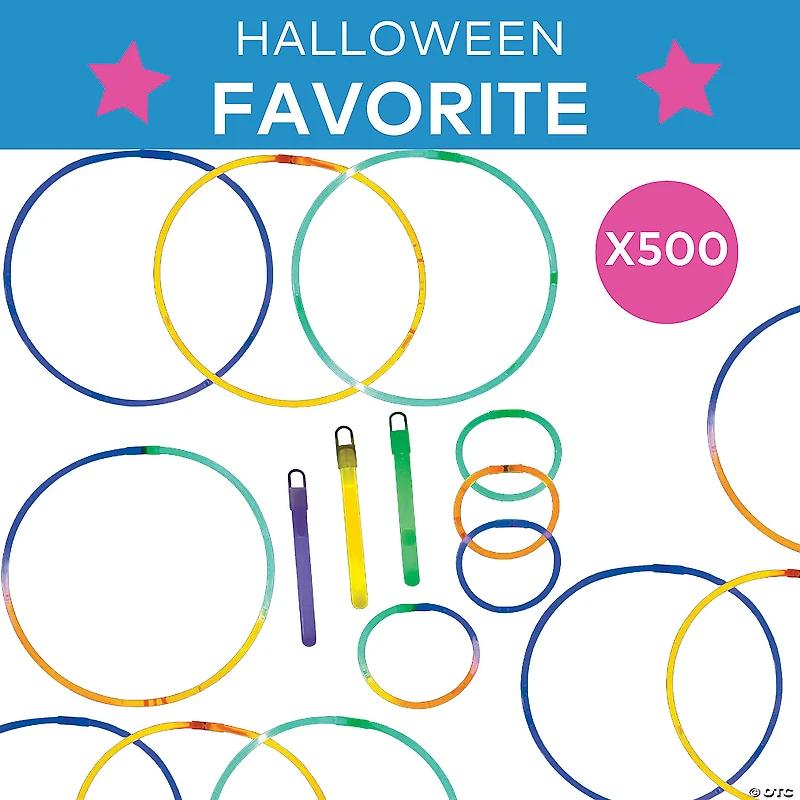 Bulk 500 Pc. Halloween Glow Stick, Bracelet & Necklace Assortment