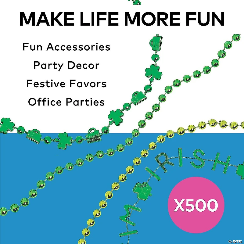 Bulk 500 Pc. St. Patrick’s Day Green Bead Necklace Assortment