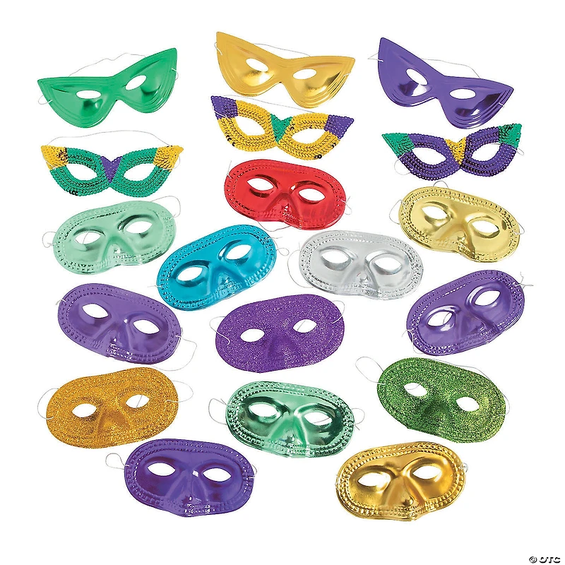 Bulk 60 Pc. Colorful Mardi Gras Mask Assortment