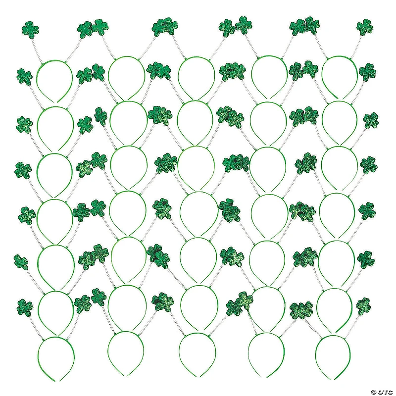 Bulk 60 Pc. St. Patrick's Day Green Glitter Shamrock Head Boppers
