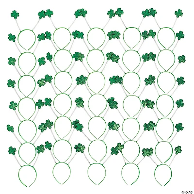 Bulk 60 Pc. St. Patrick's Day Green Glitter Shamrock Head Boppers