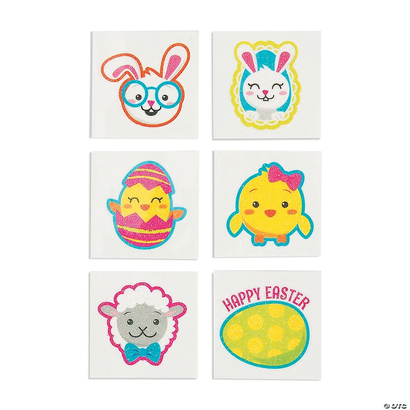 Bulk 72 Pc. Easter Glitter Temporary Tattoos