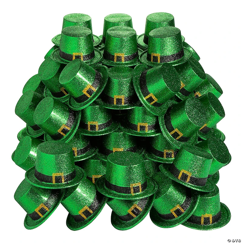 Bulk 72 Pc. Green Glitter Leprechaun Top Hats