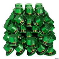 Bulk 72 Pc. Green Glitter Leprechaun Top Hats