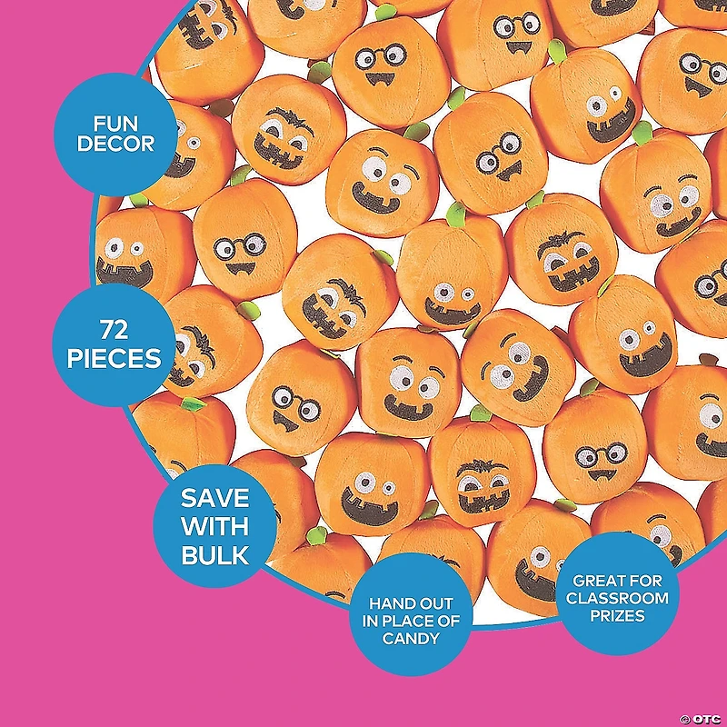 Bulk 72 Pc. Halloween Funny Face Stuffed Pumpkins