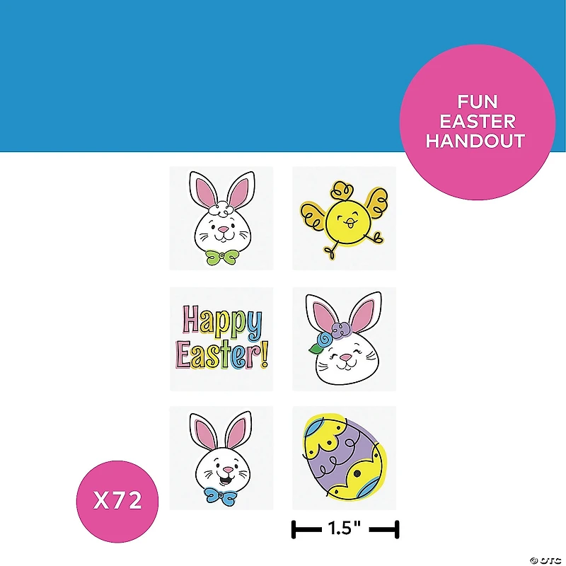 Bulk 72 Pc. Happy Easter Temporary Tattoos