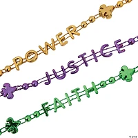 Bulk 72 Pc. Justice, Faith, Power Mardi Gras Bead Necklaces