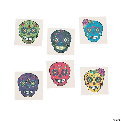 Bulk 72 Pc. Sugar Skull Temporary Tattoos