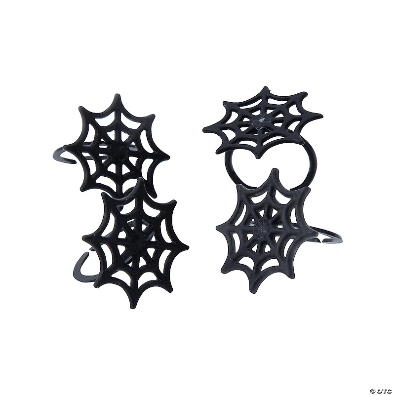 Bulk Black Spider Web Plastic Rings