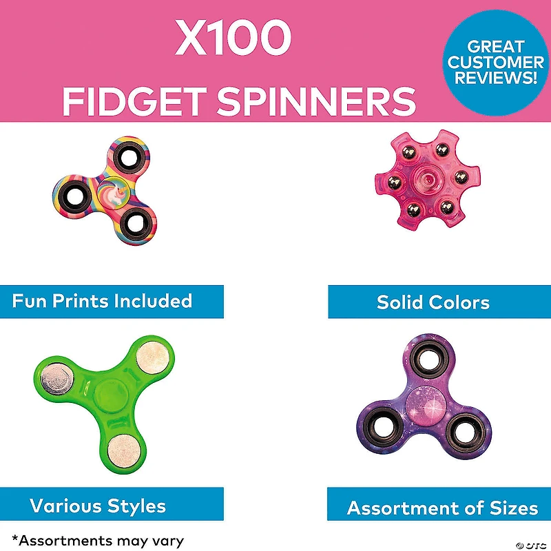 Bulk Fidget Spinner & Fidget Toy Assortment - 96 Pc.