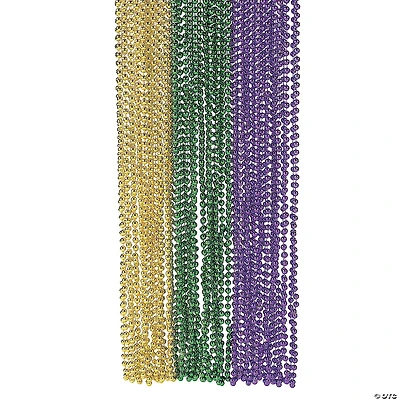 Bulk Metallic Mardi Gras Bead Necklaces