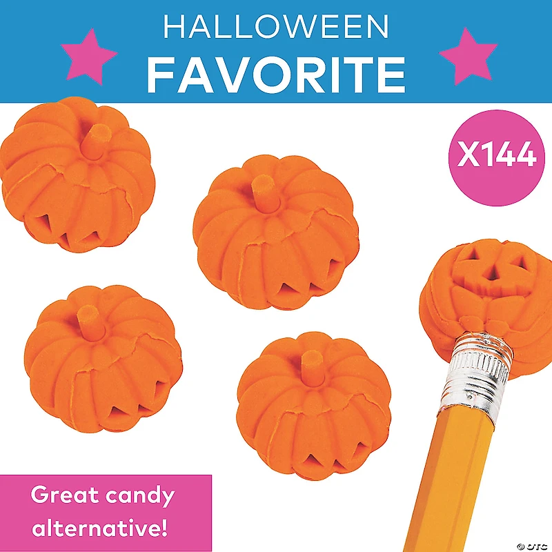 Bulk Pumpkin Eraser Pencil Toppers