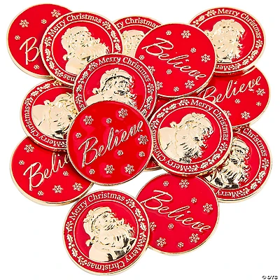Bulk Red Santa Believe Metal Coins