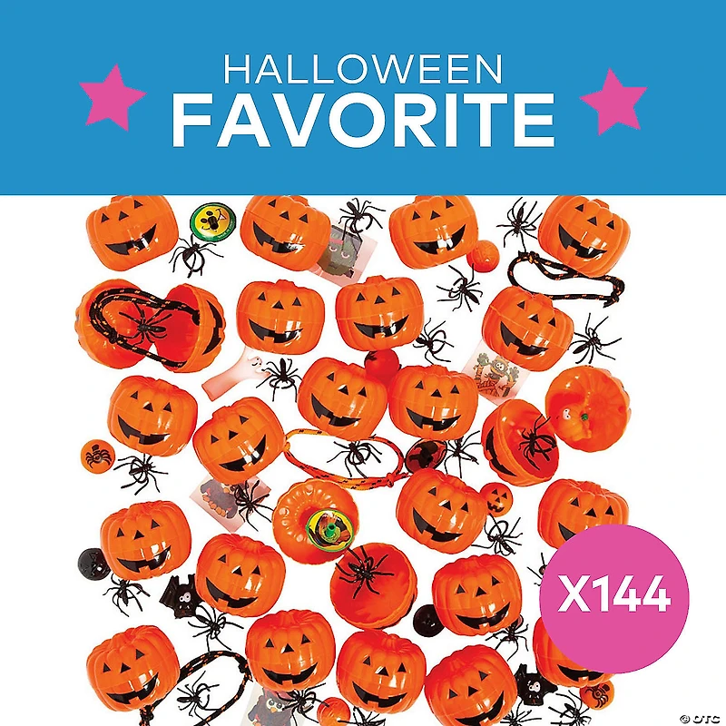 Bulk Toy-Filled Plastic Jack-O’-Lanterns - 144 Pc.