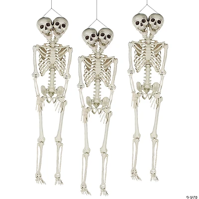 Bulk Two-Headed Life-Size Posable Skeleton Halloween Decorations