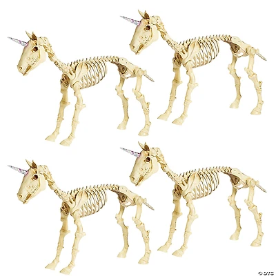Bulk Unicorn Skeleton Halloween Decorations - 4 Pc.