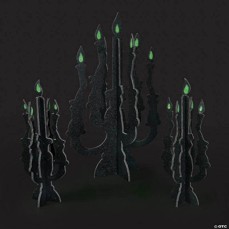 Candelabra Centerpieces with Glow-in-the-Dark Flames - 3 Pc.