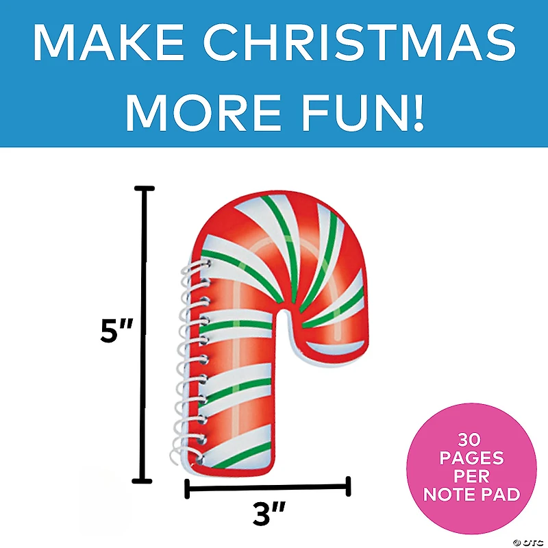 Candy Cane Spiral Notepads - 24 Pc.