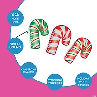 Candy Cane Spiral Notepads - 24 Pc.