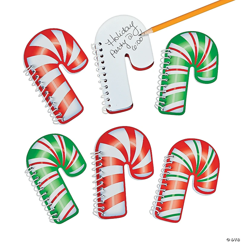 Candy Cane Spiral Notepads - 24 Pc.