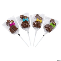 Chocolate-Flavored Easter Bunny Lollipops - 12 Pc.