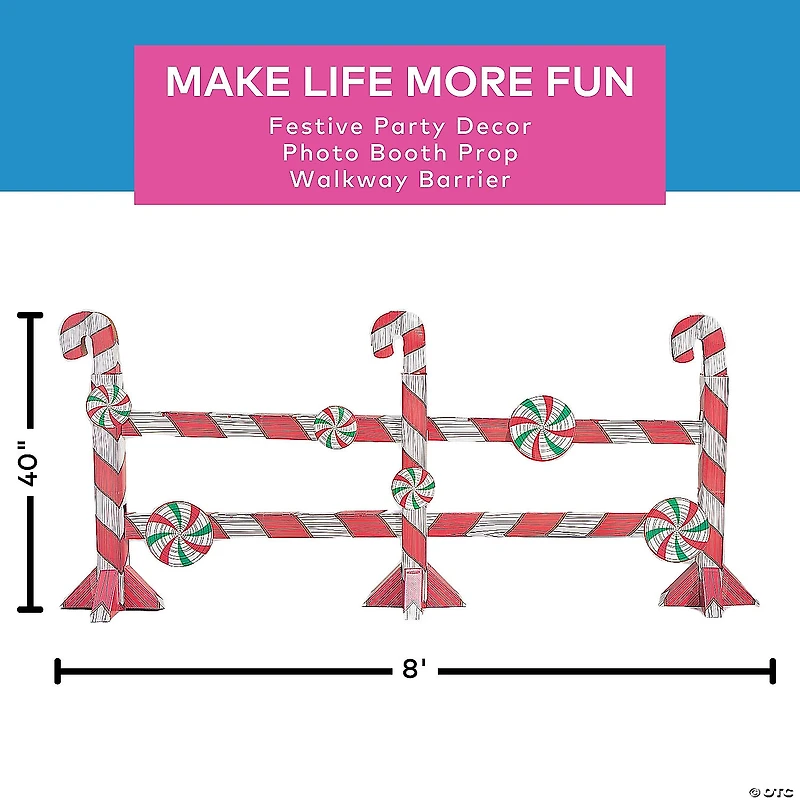 Christmas Candy Cane Fence Cardboard Cutout Stand-Up
