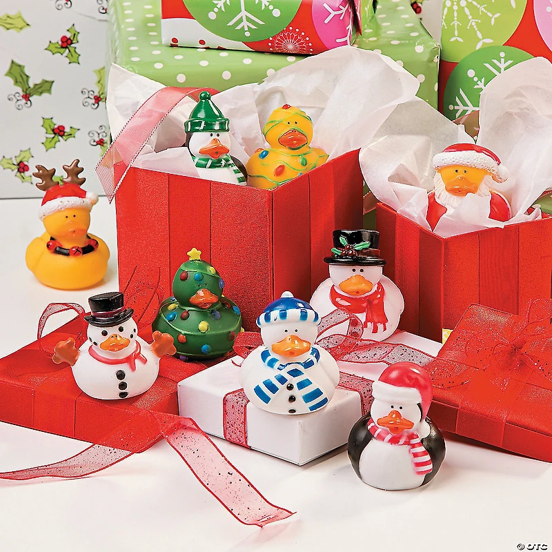 Christmas Lights Rubber Ducks - 12 Pc.