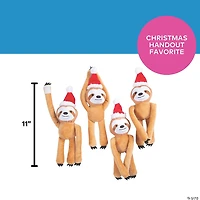 Christmas Long Arm Stuffed Sloths - 12 Pc.
