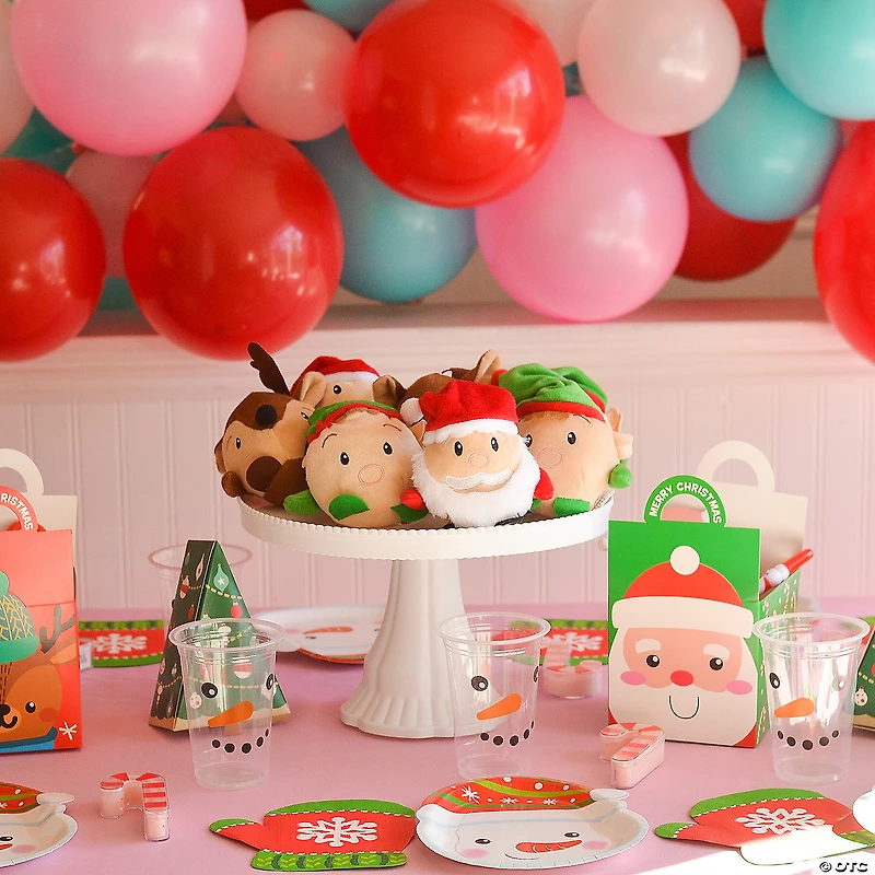 Christmas Roly Poly Stuffed Penguin, Reindeer, Elf and Santa - 12 Pc.