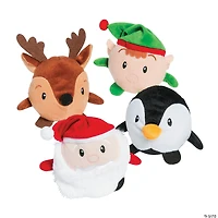 Christmas Roly Poly Stuffed Penguin, Reindeer, Elf and Santa - 12 Pc.