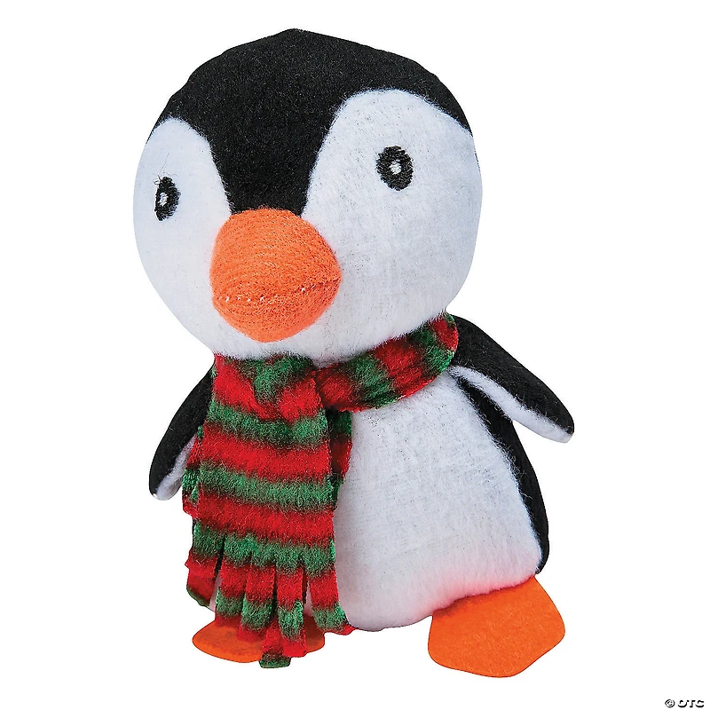 Christmas Stuffed Penguins with Plaid Scarf - 12 Pc.