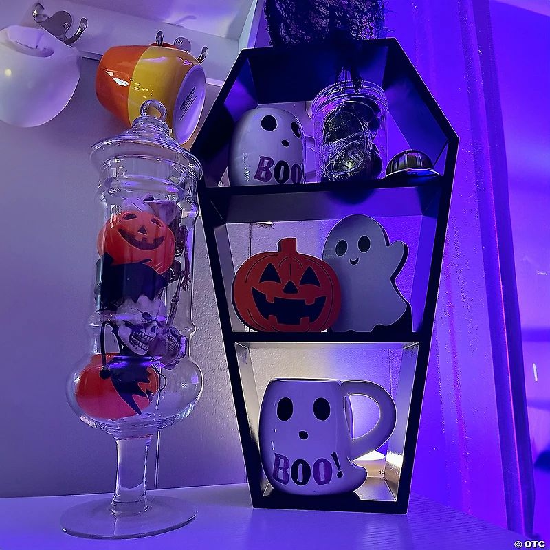 Coffin-Shaped 2-Shelf Halloween Decoration