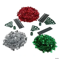 Collapsible Red, White & Green Tinsel Tree Set - 3 Pc.