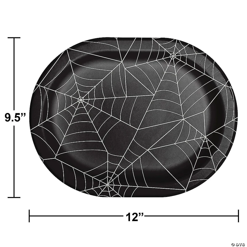 Creative Converting Creepy Characters Halloween Spider Webs Oval Paper Dinner Plates, 24 ct