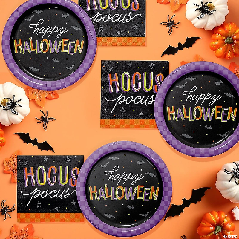 Creative Converting Retro Halloween Paper Plates and Napkins Set, Serves 16