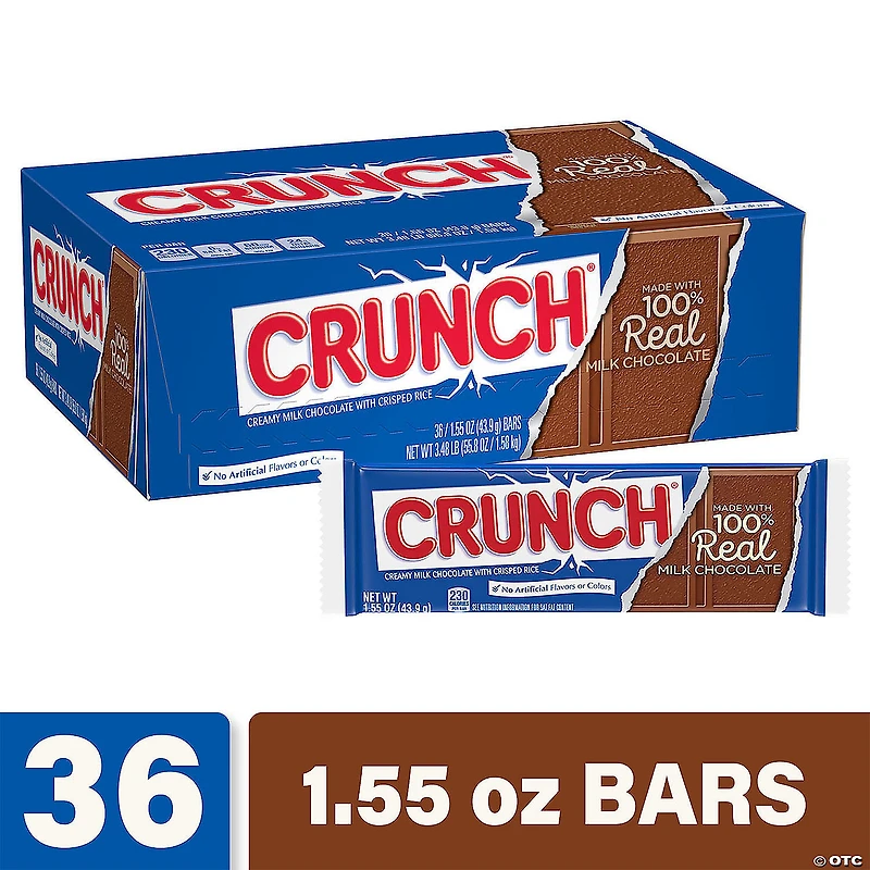 CRUNCH Full Size Milk Chocolate Bar, 1.55 oz, 36 Count