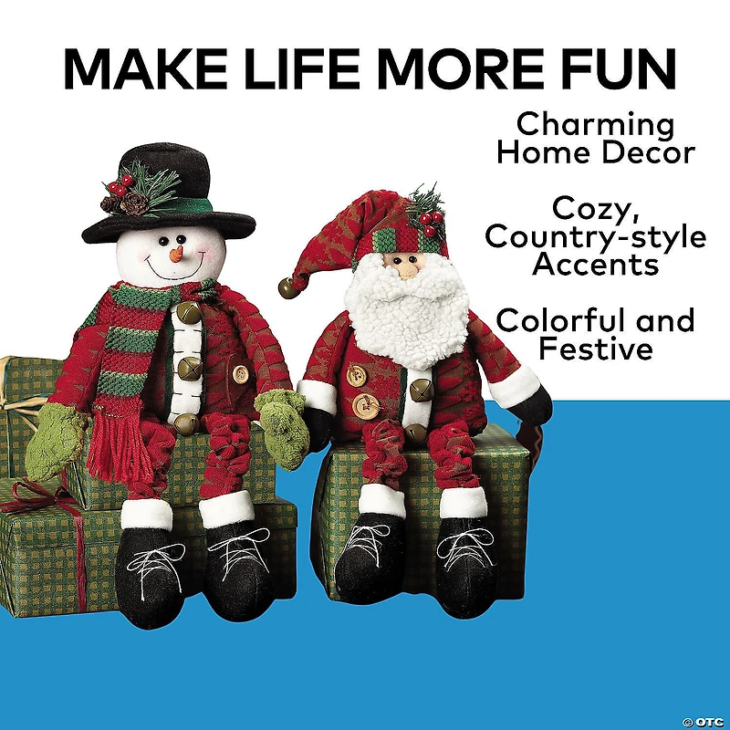 Dangle-Leg Santa & Snowman