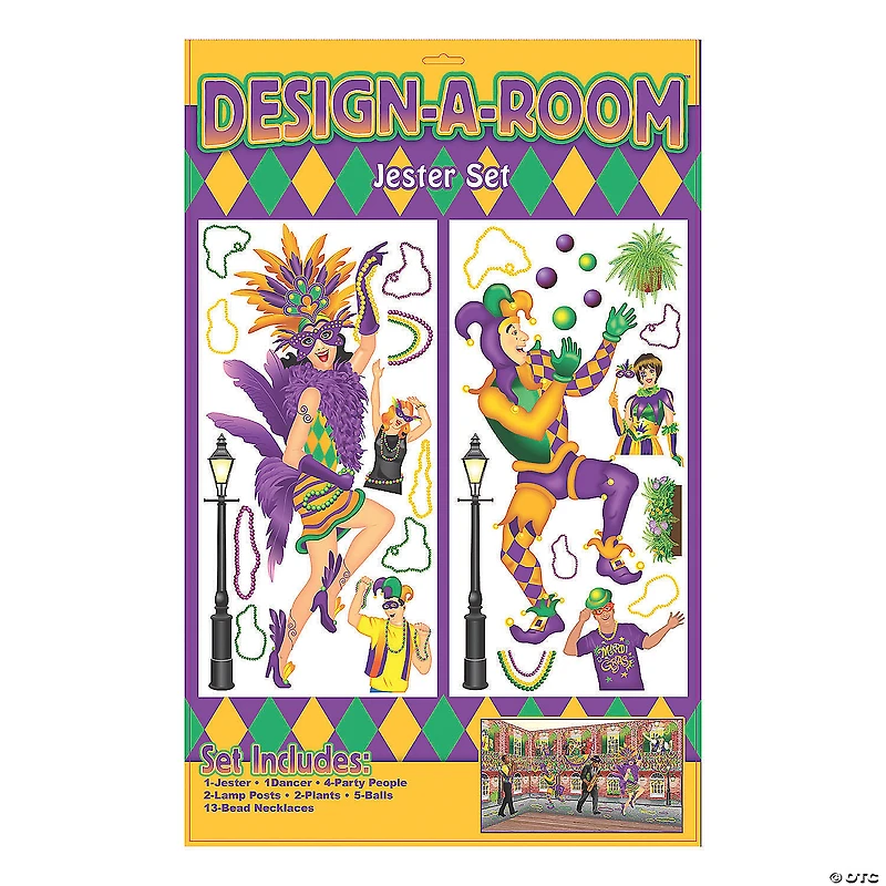 Design-A-Room Mardi Gras Jester Backdrop Set - 28 Pc.