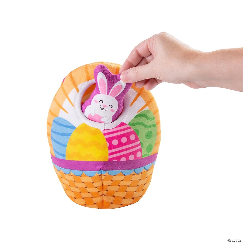 Easter Basket with Stuffed Peekaboo Figures - 13 Pc.