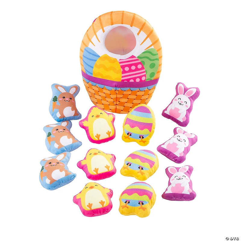 Easter Basket with Stuffed Peekaboo Figures - 13 Pc.